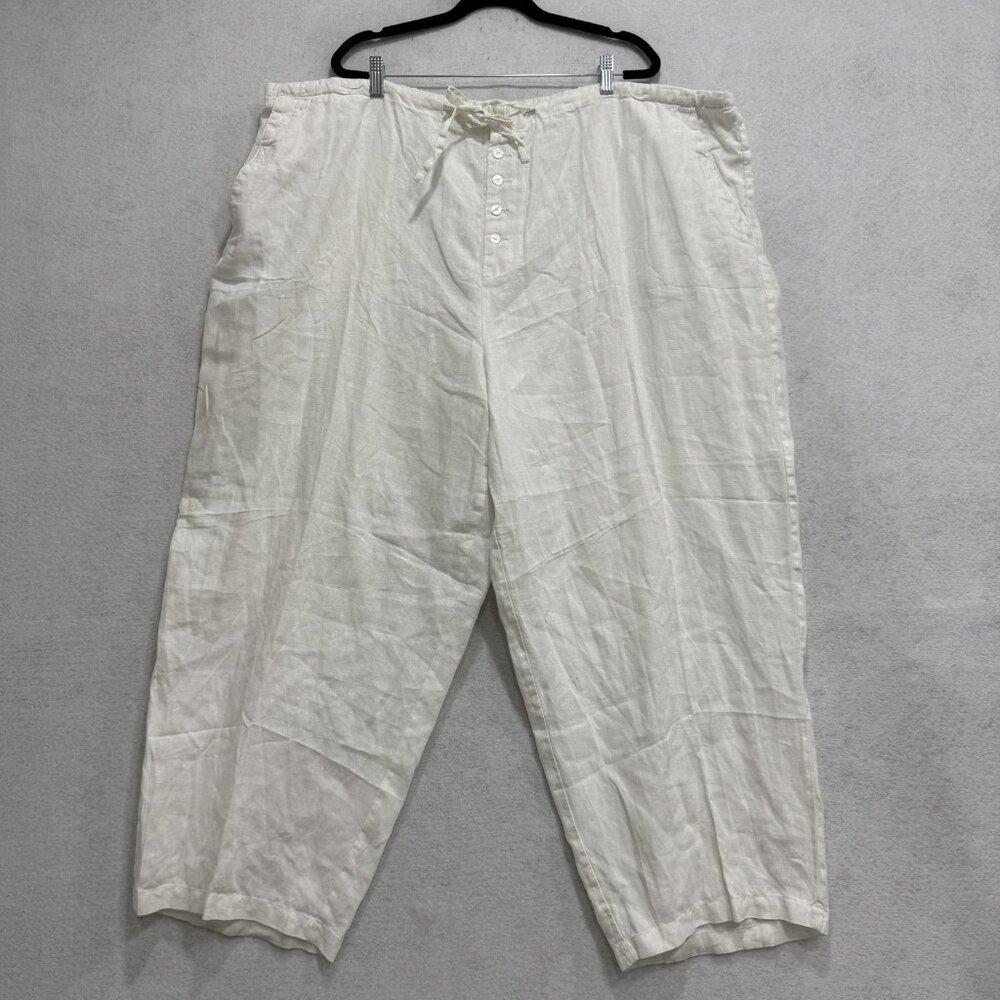 Bridgewater Studio Pants Womens 30 White Linen Drawstring Elastic Waist Relaxed